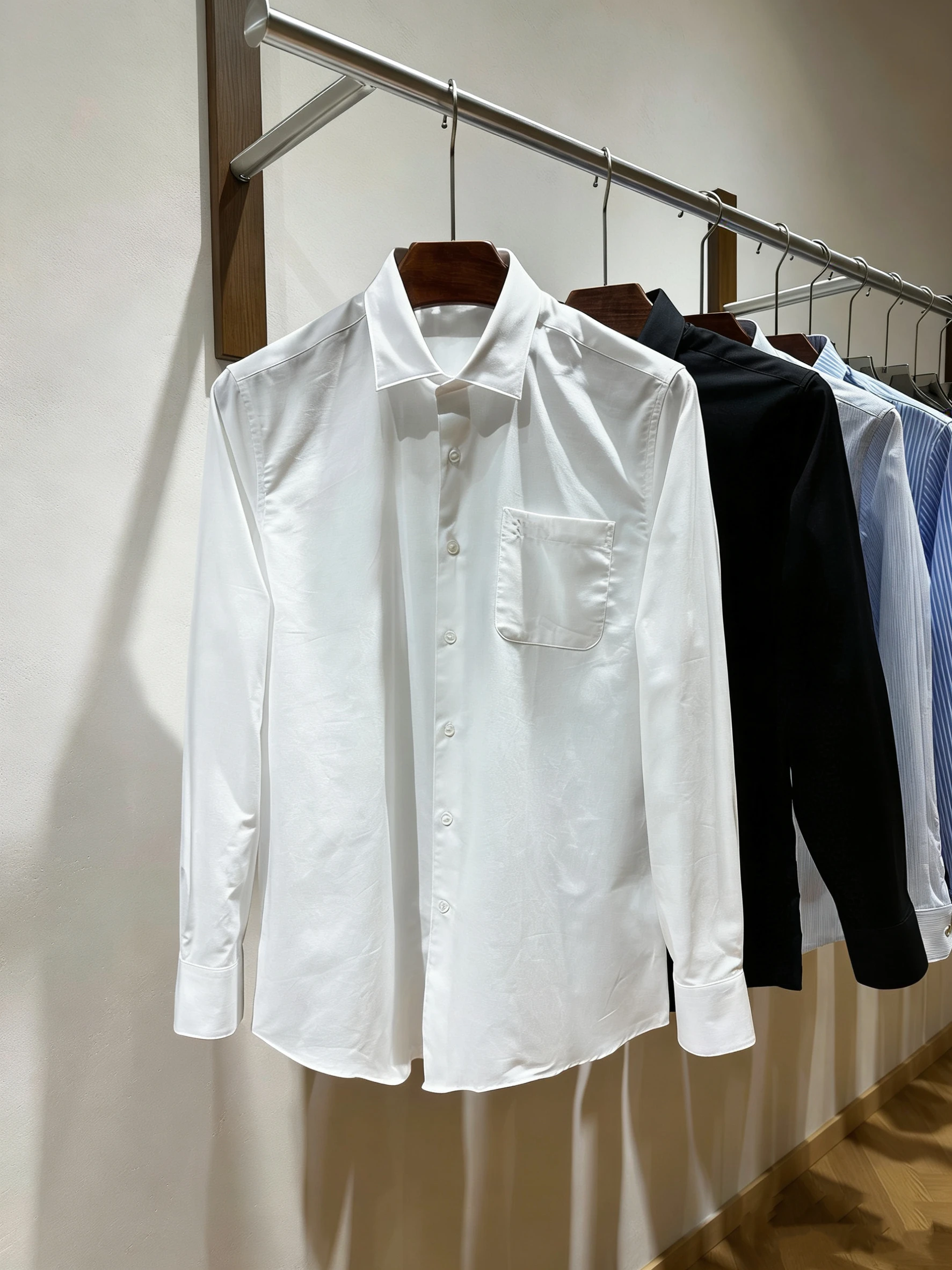 

Spring New Faion High End Men's Long Sve Linen Casual irt Stand Collar Versatile Busin Casual Wear Stand Fit