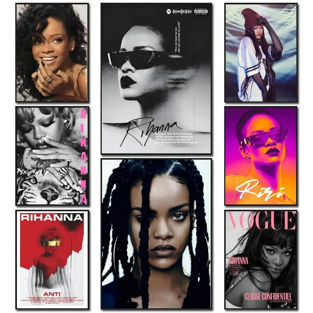 ألبوم الموسيقى المشهور للمغني R-Rihanna ملصق غرفة المعيشة المنزلي ومدخل البار والمطعم والمقهى لوحة تزيين فنية #3