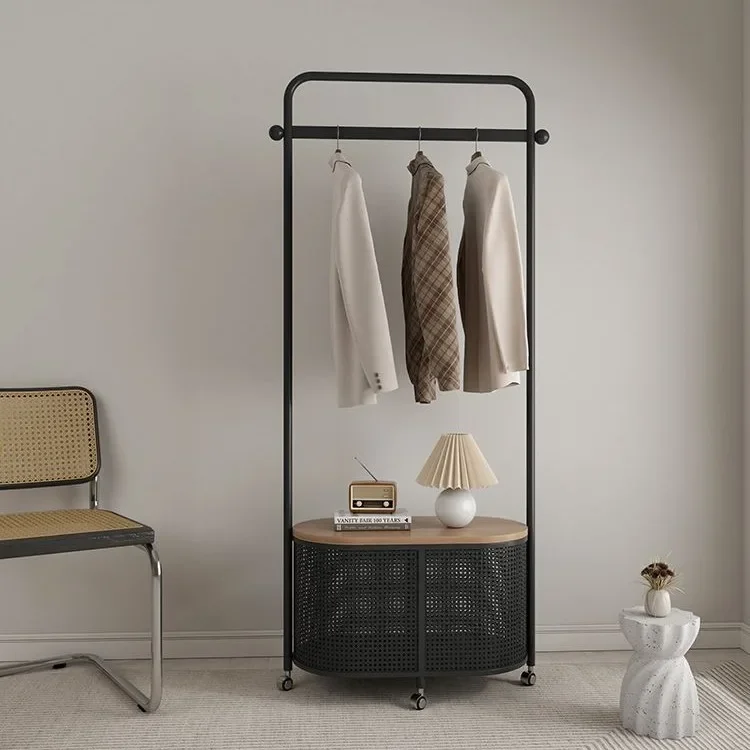 Coat rack floor-to-ceiling bedroom Japanese-style mobile imitation rattan weaving retro living room corner