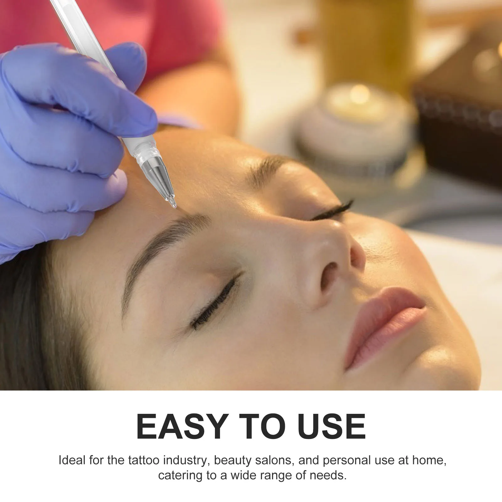 قلم تحديد الحواجب Microblading قلم استنسل الوشم أبيض وردي لإجراءات وضع علامات الجلد الدقيق أقلام جل لامعة