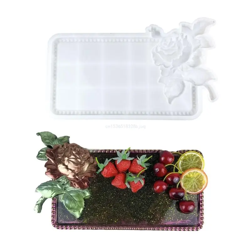 

Rectangular Rose Embossed Silicone Tray Moulds Perfect for Crafting Decorative Trays and Coasters with Various Dropship