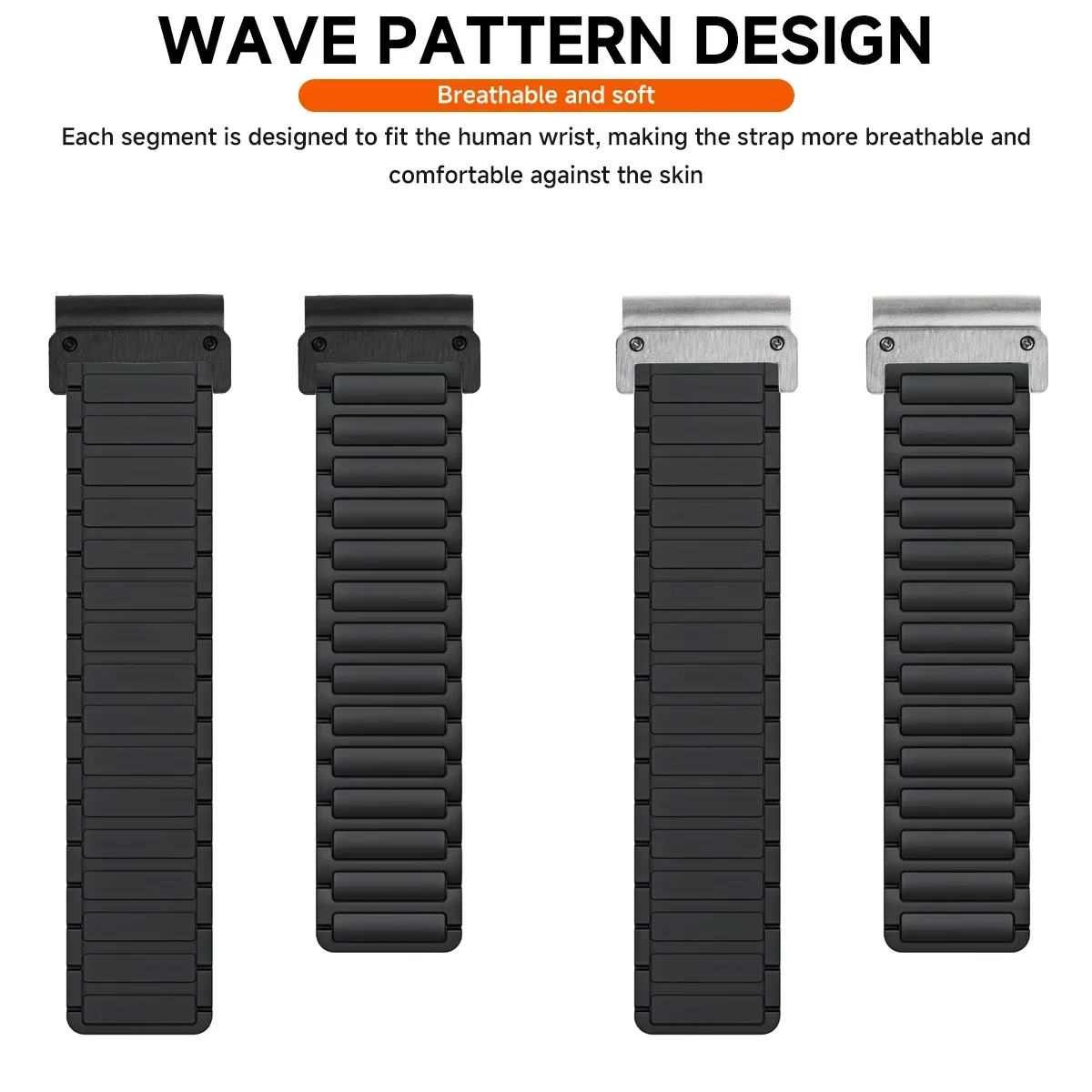 26mm For Garmin Quick fit Magnetic Silicone Band Fenix 5X Plus 7X 6X Pro No Gaps Loop Sport For Garmin Watch 3 HR Descent Strap
