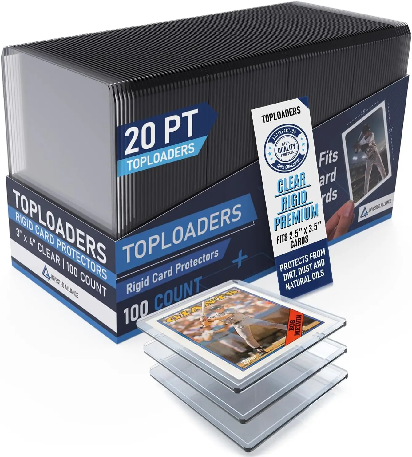 

Clear Top Loaders for Trading Cards, Hard Plastic Card Protectors 100 Pack