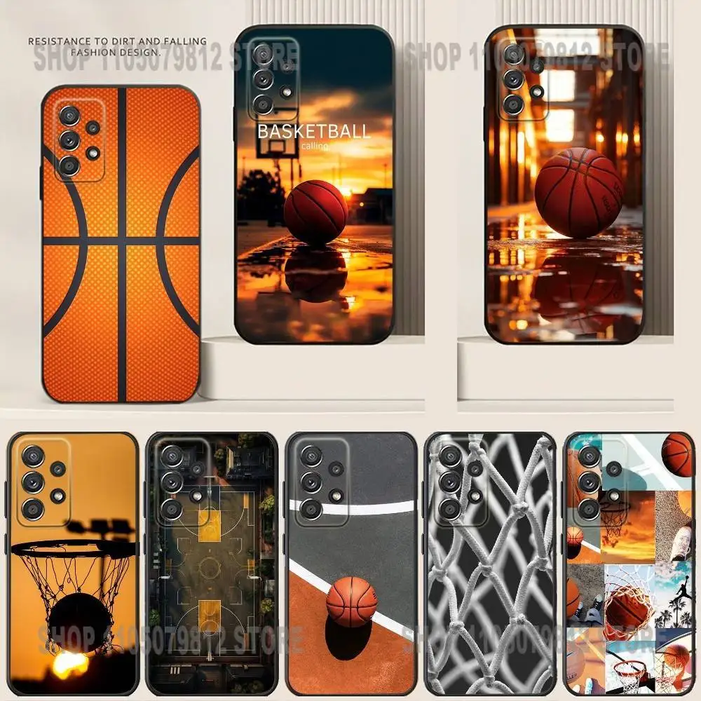 

Basketball Sport Phone Case For Samsung S24,21,22,23,30,Ultra,20,Plus,Note,10,9,Black soft silicone case