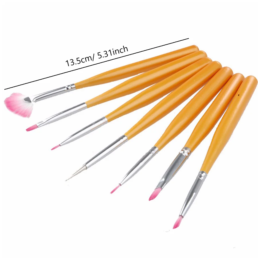 Marmor-Design Nagelkunst-Pinselset 3/5/6/7-teilig Pailletten-Liner-Pen zum Zeichnen, Malen, Streifenmachen, Blumen-DIY Maniküre Nagelspitzen-Kit – Detail 7