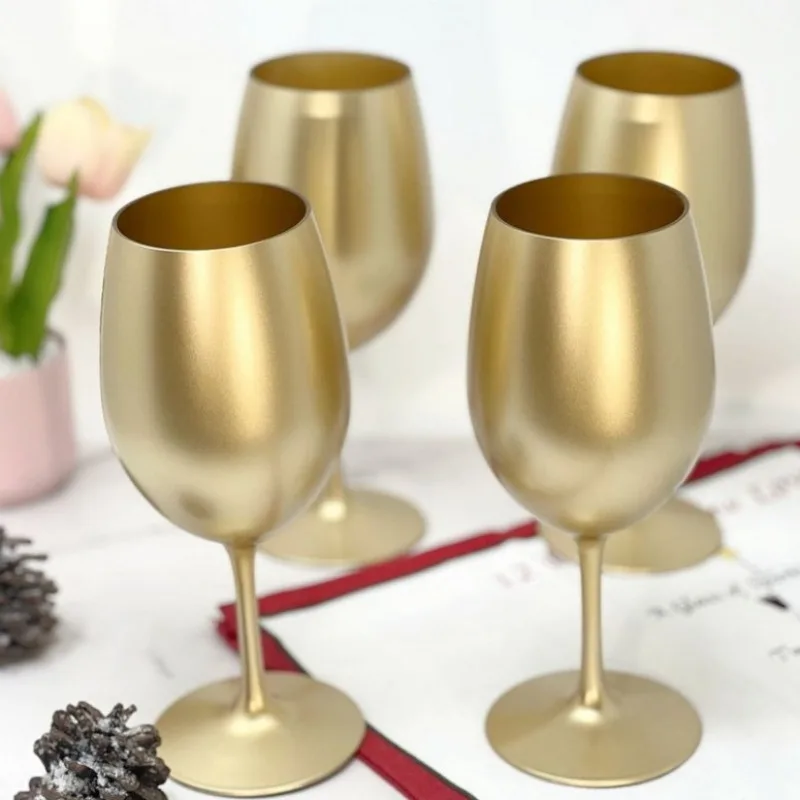

20oz 4Pcs Metallic Gold Unbreakable Acrylic Wine Glasses Plastic Red White Wine Cups Reusable Party Home Dining