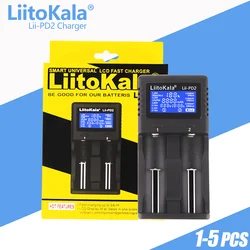 1-5PCS LiitoKala Lii-PD2 LCD Smart 18650 Battery Charger Li-ion 18650 26700 16340 26650 21700 26700 LCD Battery Charger +CAR