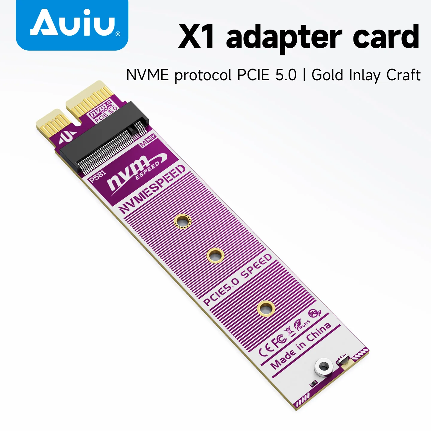

Auiu PCIe 5.0 X1 to M2 adapter card, NVME expansion card, M-key adapter card, M2 solid-state drive