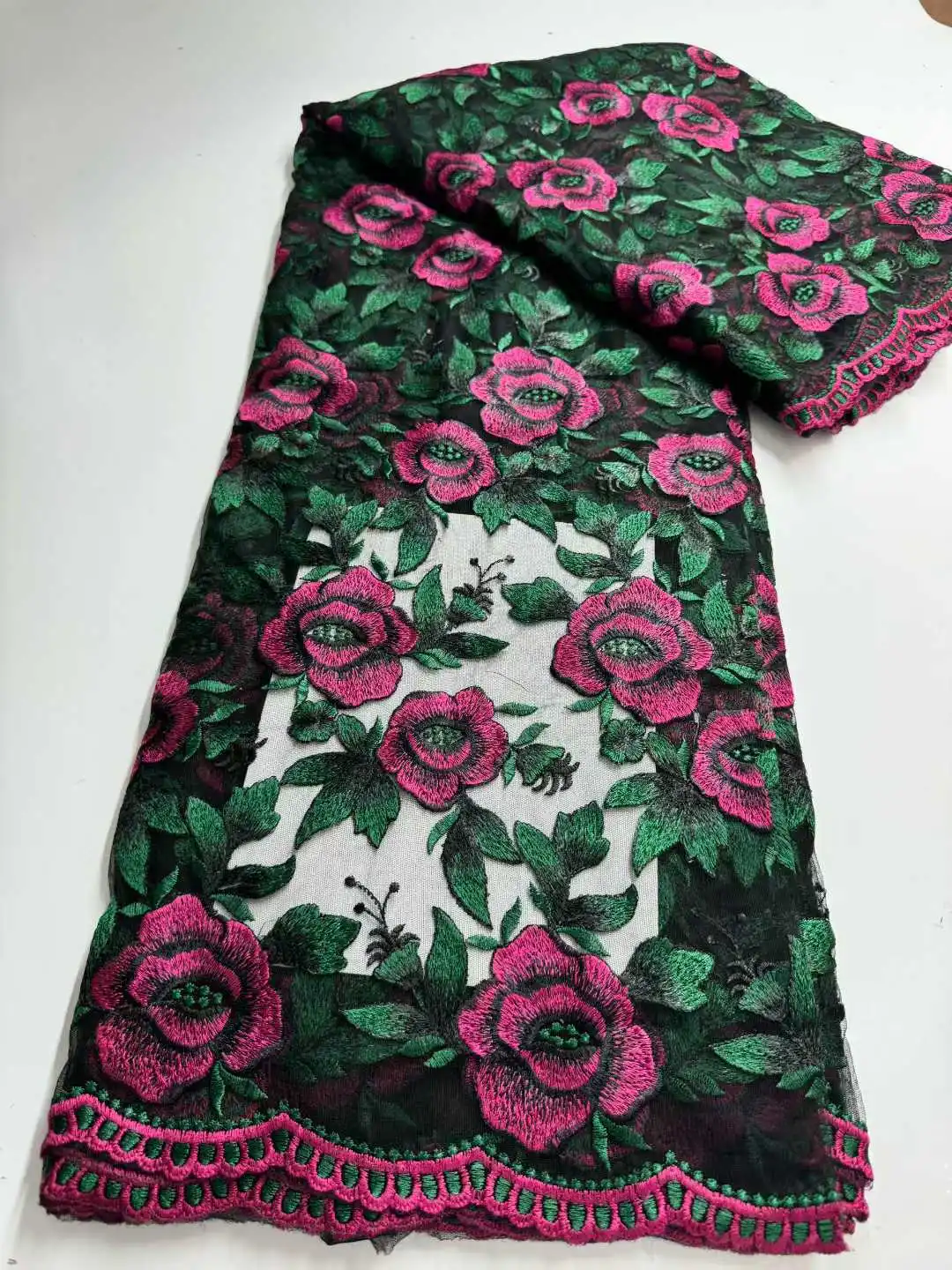 Kain Tulle Bordir Prancis Nigeria Afrika Kelas Atas 2025 untuk Pesta Pernikahan Gaun Pengantin Jahit