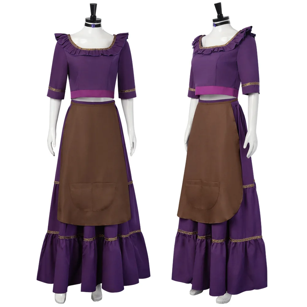 

Ghost Lady Imelda Purple Dress Top Skirt Apron Set Cosplay Halloween Costume Clothing Fashion Outfits for Woman