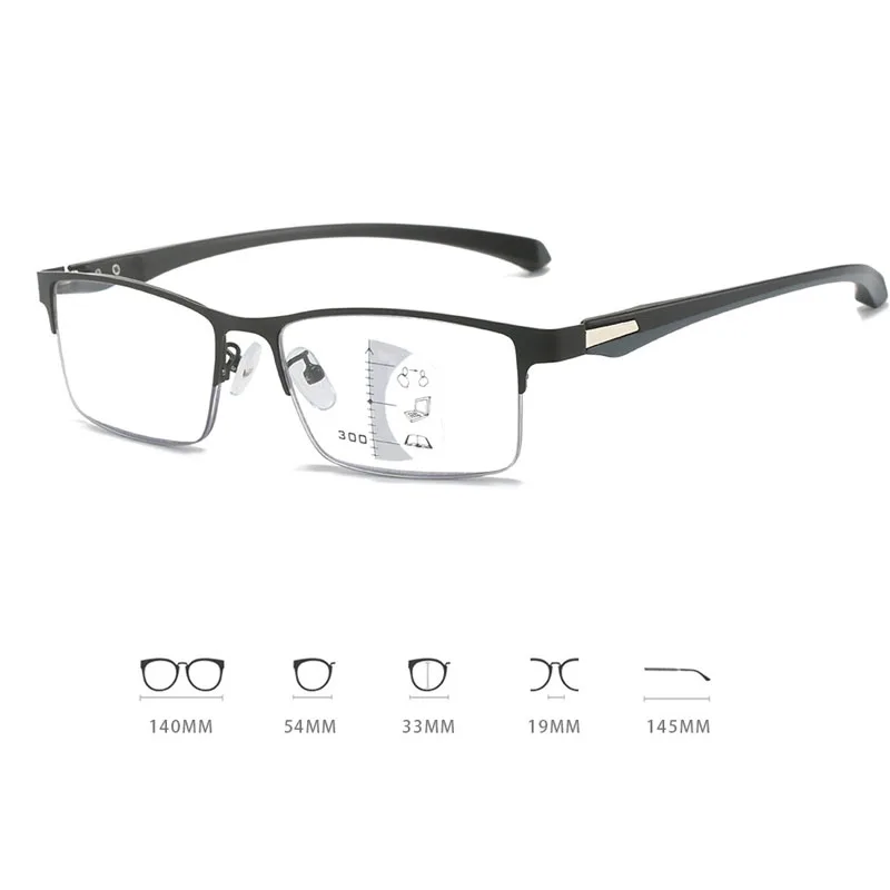 Gafas de lectura fotocromáticas de alta calidad para hombre, lentes progresivas multifocales antirayos azules, gafas para presbicia con montura de Metal