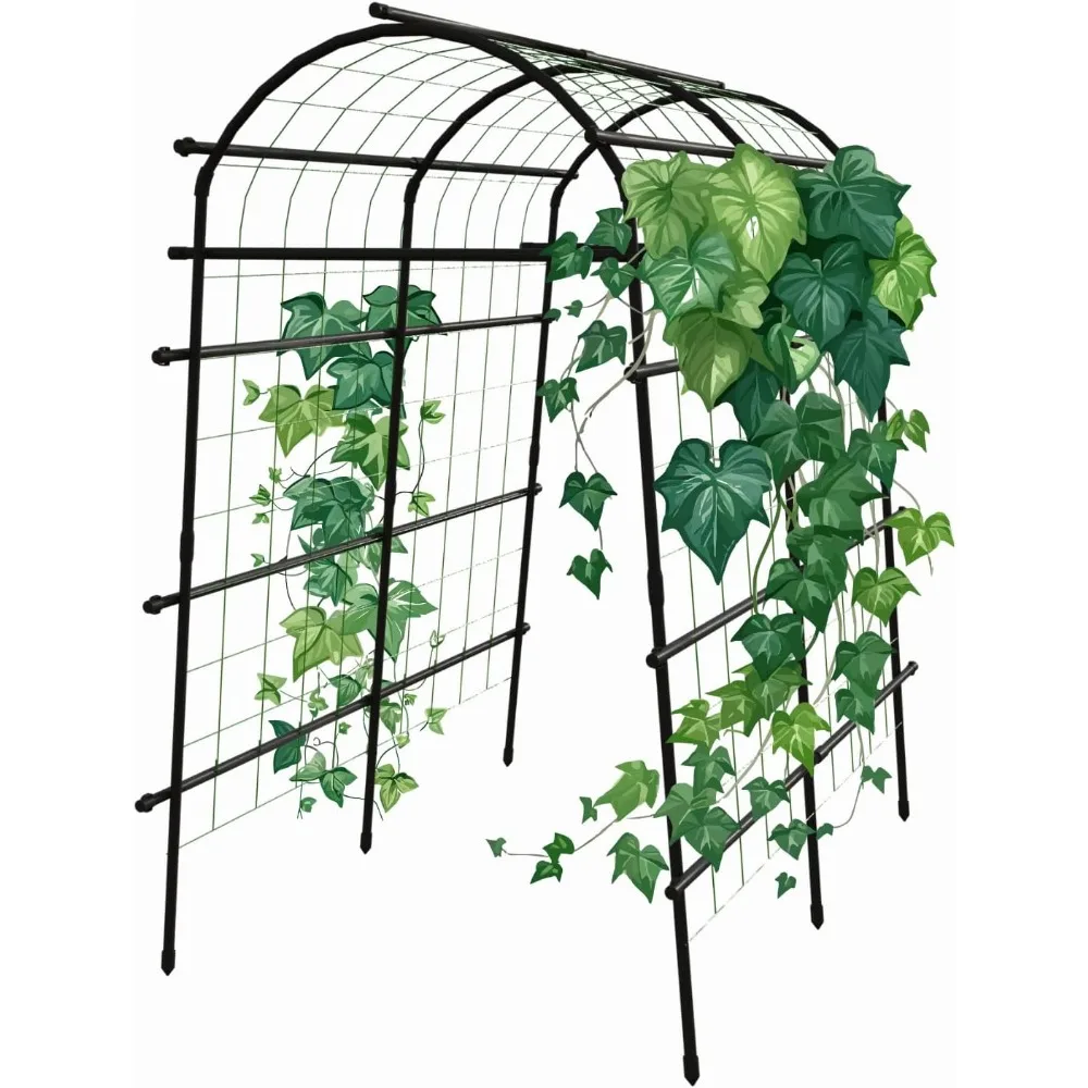 Garden Arch Trellis, Gardening Trellis with Mounting Clips and Nylon Net, Climbing Plants Outdoor Trellises, Garden Arch Trellis