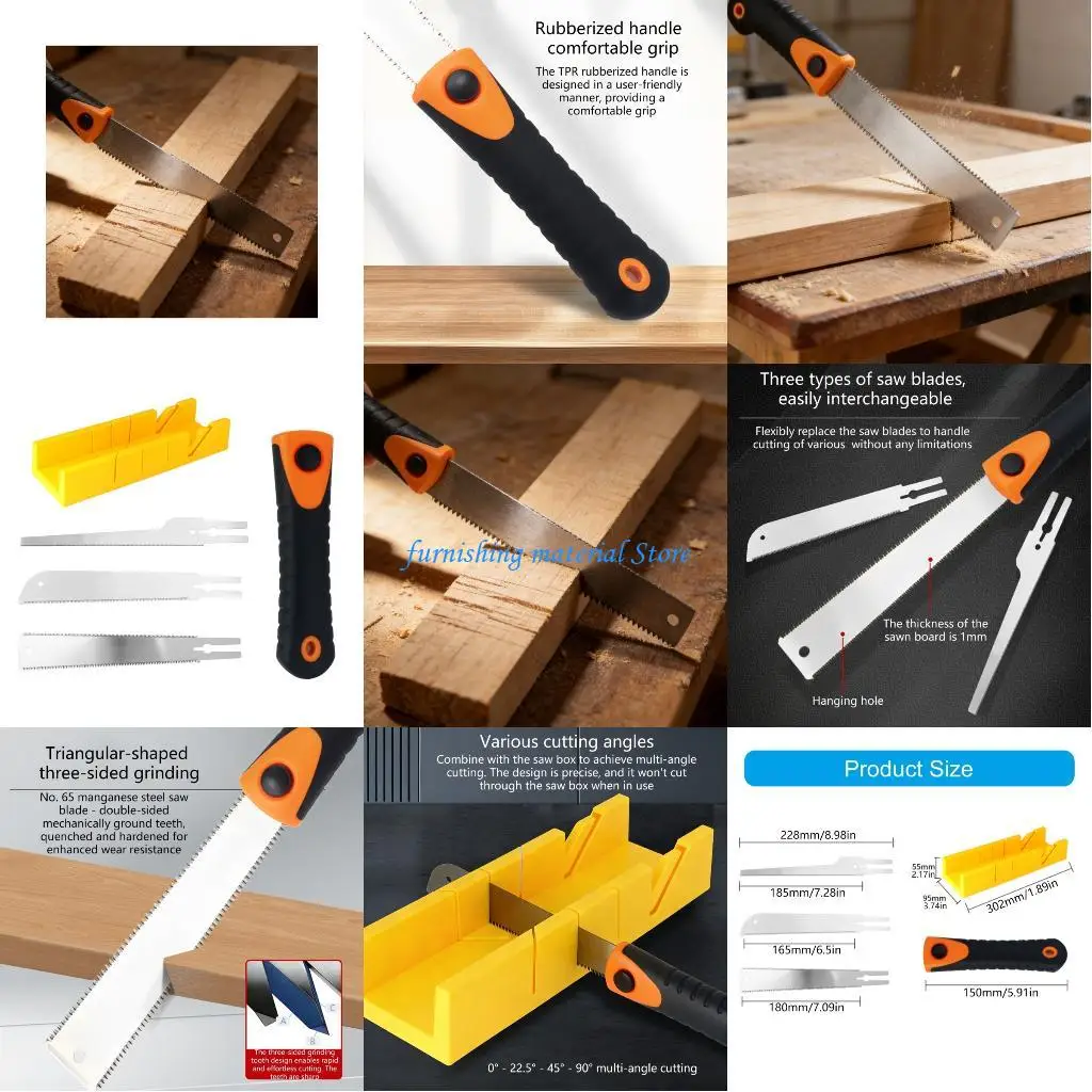 

Y5GD Miter Box and Sawer Set Detachable Sawer Blade Set Hand Sawer for Wood Cutting