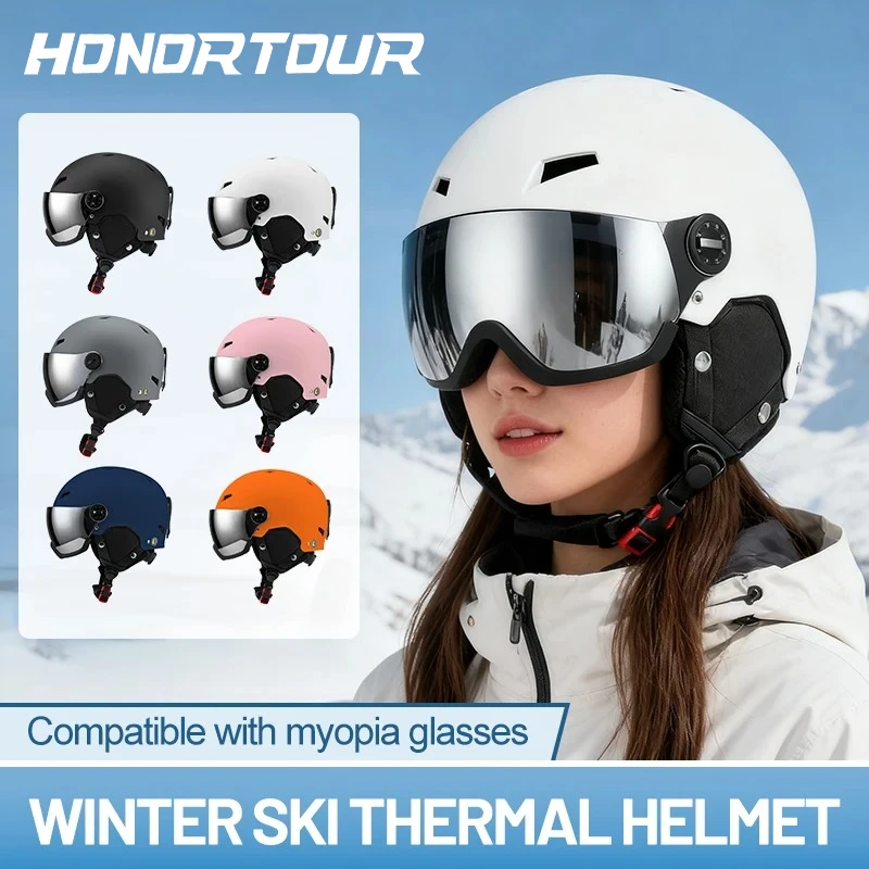 

Шлем для сноуборда с открытым лицом Horntour, мужские зимние очки в одном, противоударный лыжный шлем для взрослых женщин, лыжи, скейтборд, сноуборд