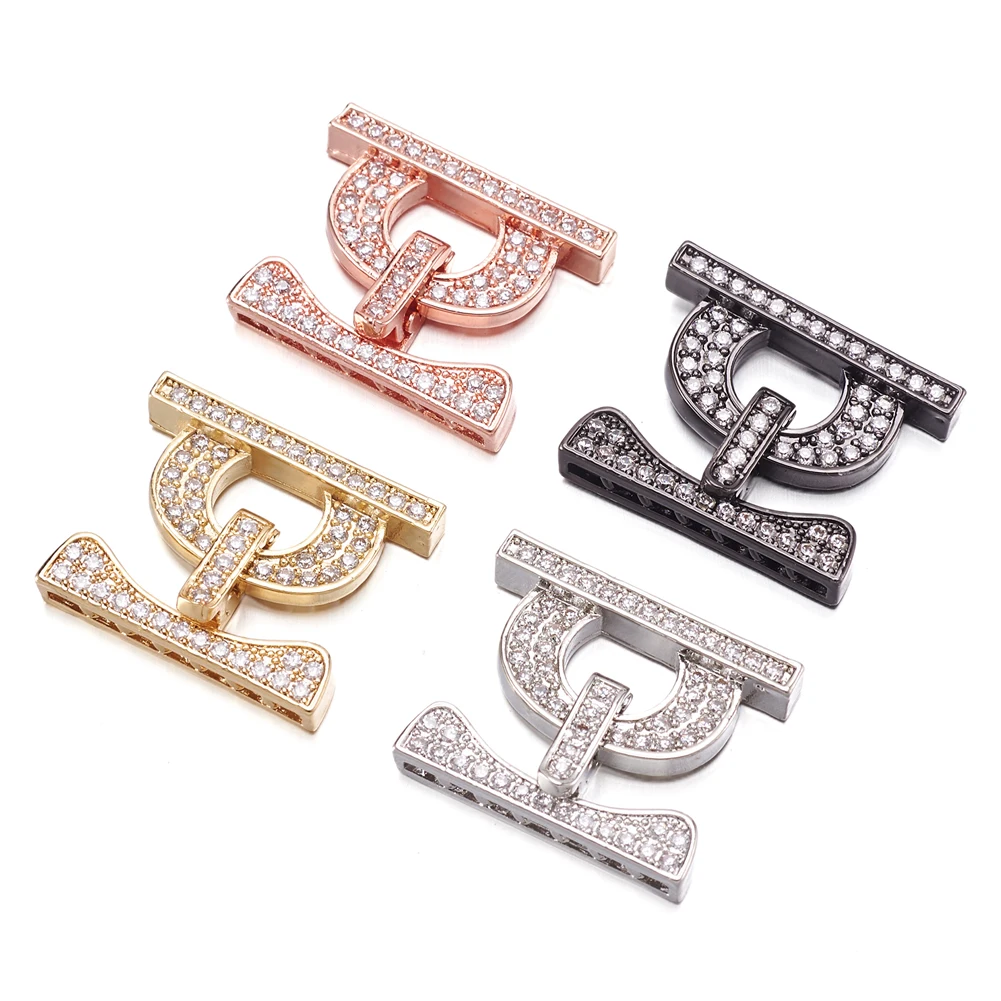 

5Sets Brass Micro Pave Cubic Zirconia Fold Over Clasps 25x20x4mm For DIY Bracelet Necklace Jewelry End Connector Accessories