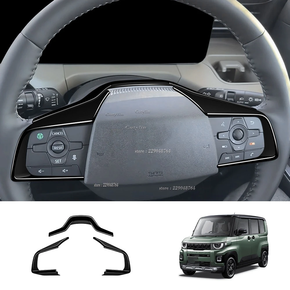 

For Mitsubishi Delica MINI 2025 2026 ABS Carbon Fiber Black Car Steering Wheel button control Frame Trim Sticker Accessories