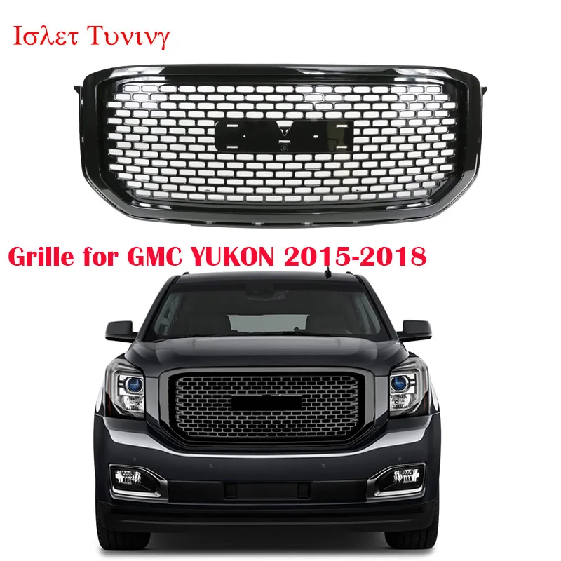 

Kindey Grille for GMC YUKON Front Mumper Mesh Grills Gloss Black Radiator Grille 2015-2018