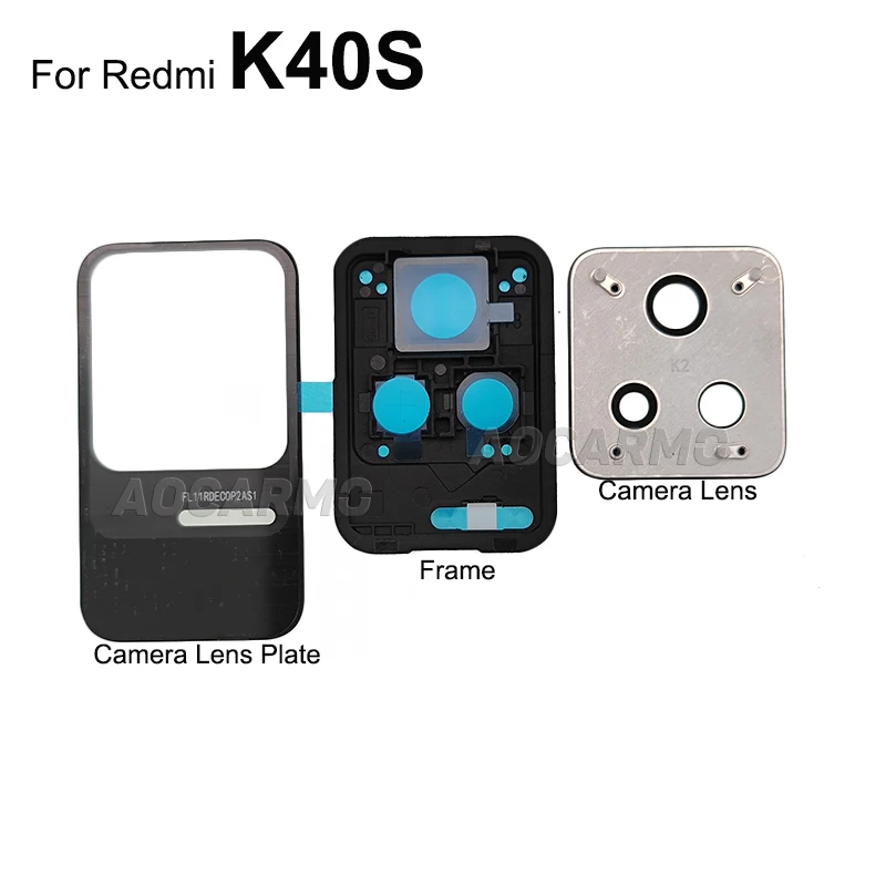 Aocarmo For Redmi K40s Rear Back Camera Lens With Frame And Lens Plate Repair Part