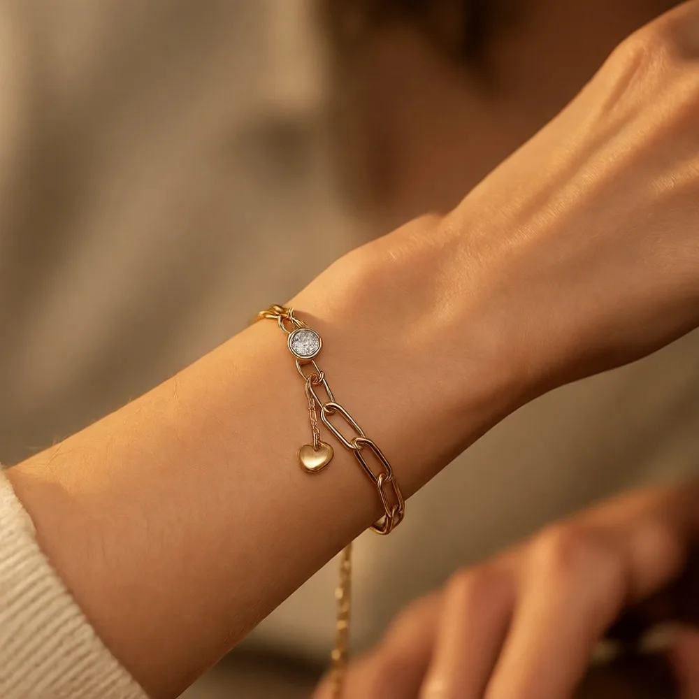 

Изящный браслет-цепочка с позолотой 14K, ручной работы, минималистичное украшение, подарок для неё