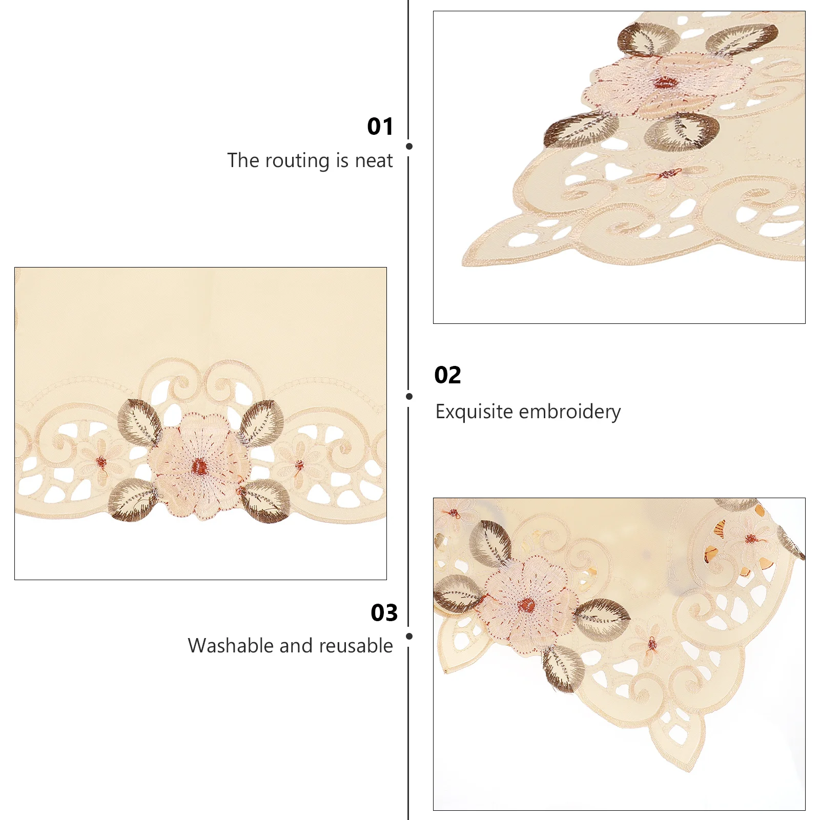 

1 Set Embroidery Placemat Decorative Table Mat for Home Party Dining Table Protective Tableware Mat Christmas Gift