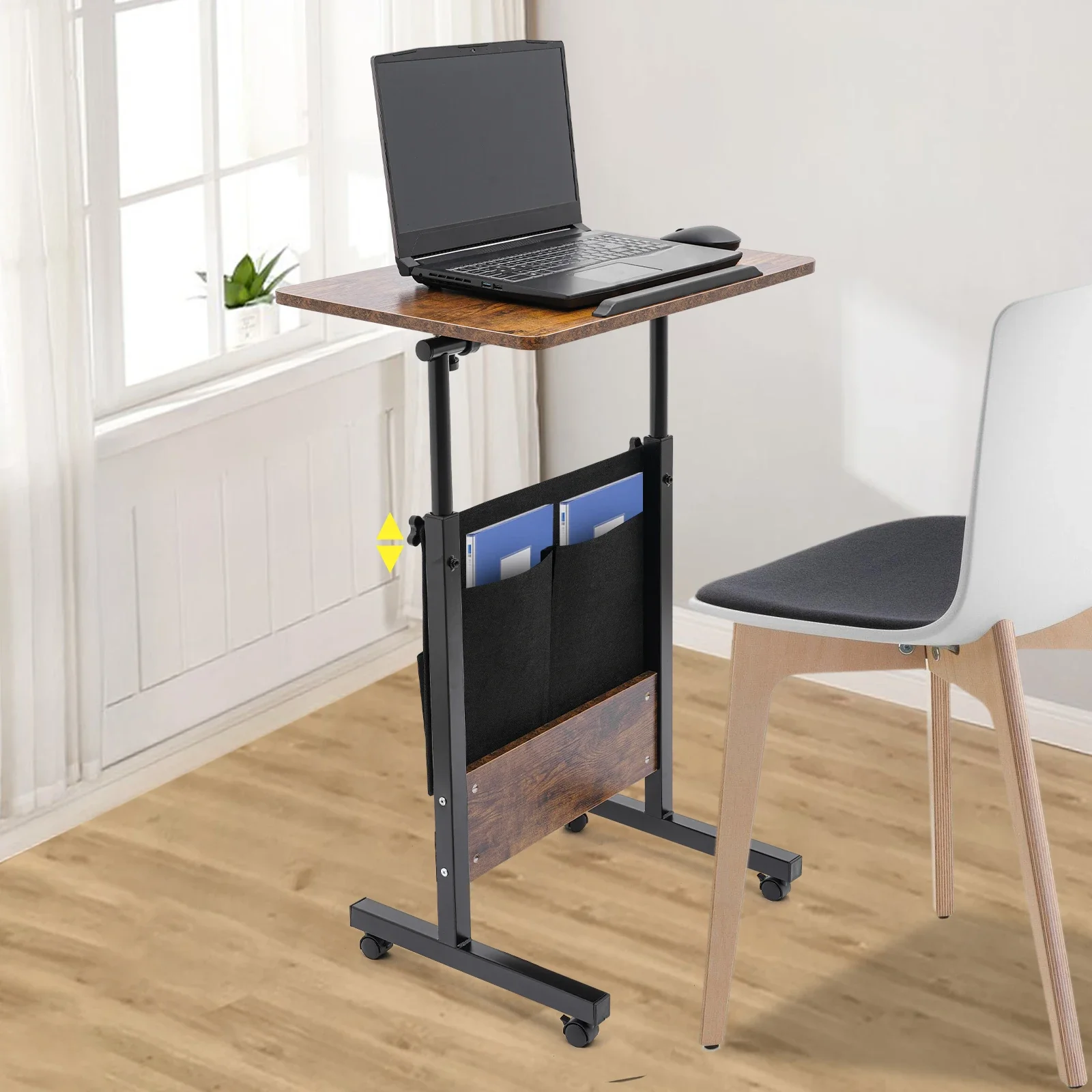 

Adjustable Height Standing Desk, Portable Laptop Desk, Rolling Computer Stand with Adjustable Height
