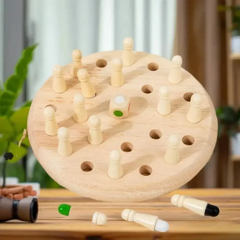 Set Interactive Color Memory Board Game with Matchsticks; Educational Toys for Kids; Wooden Memory Chess Puzzles