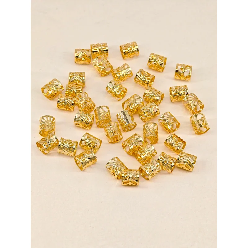 "Gold Plated Dreadlock Charms: 40-Piece Adjustable Hair Cuffs & Braid Rings for Goddess Locs & Twists" image 2