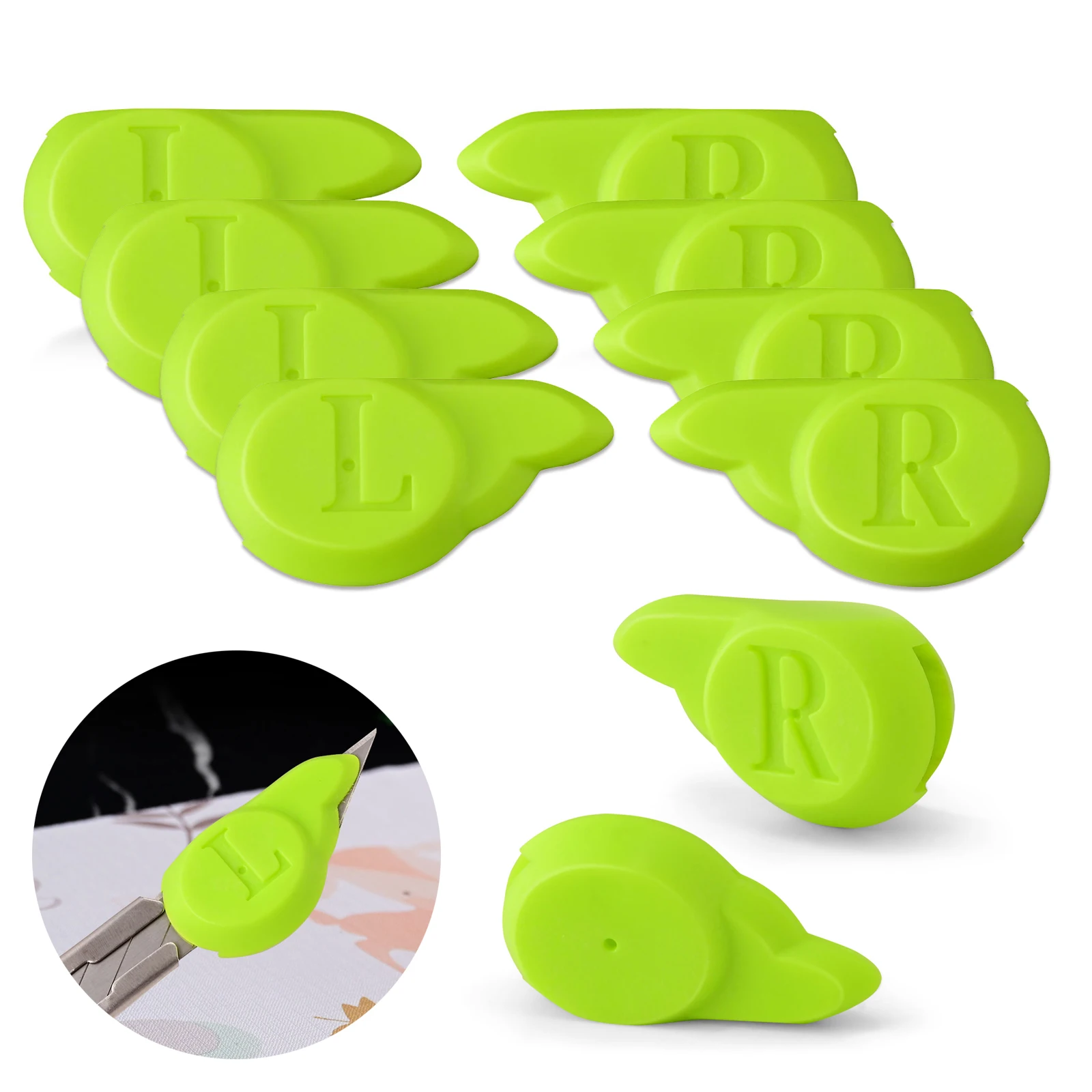 

EHDIS 10pcs/Set Green Covers For Utility Knife Art Cutter Blade Vinyl Wrap Tint Car Films Cut Guiding Non-Slip Protective Tool