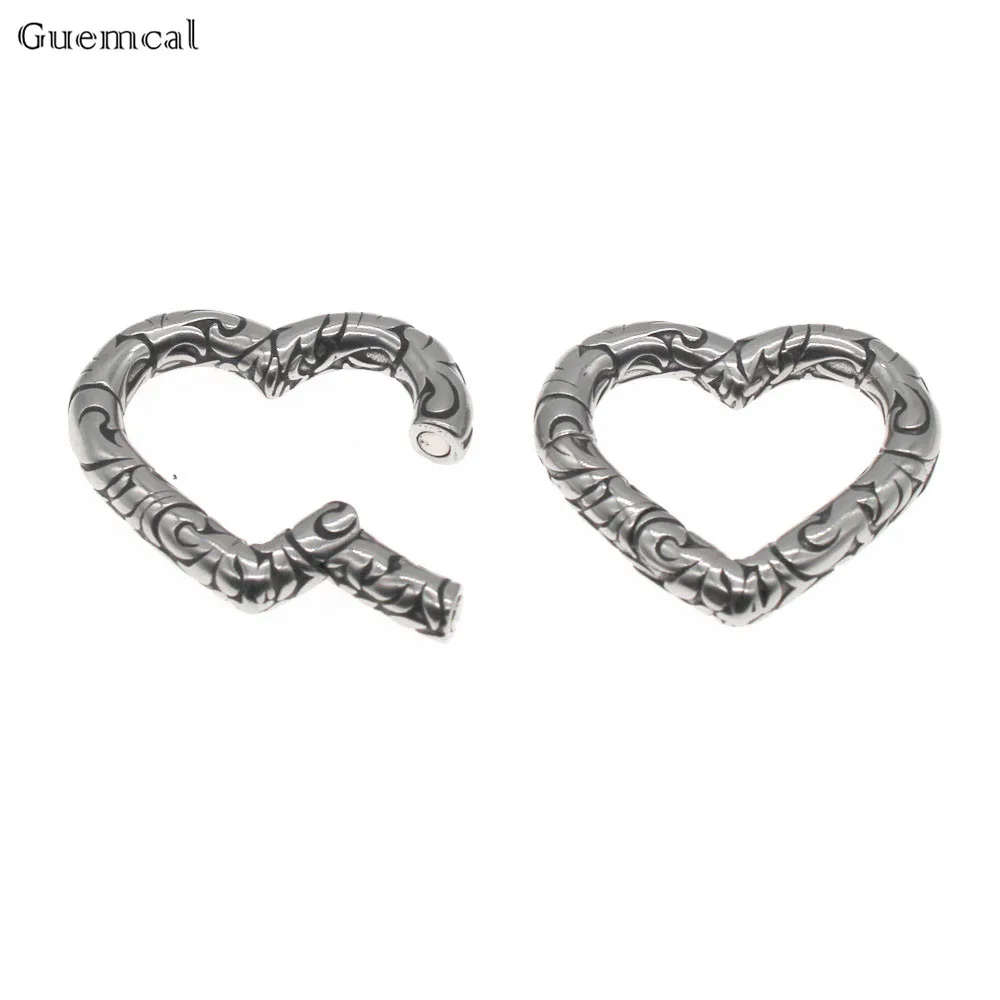 Guemcal 1 Pair Heart Ear Flesh Tunnel Expander Gauge Stainless Steel Ear Plugs Expander Stretcher Tunnel Plugs Piercing Jewelry