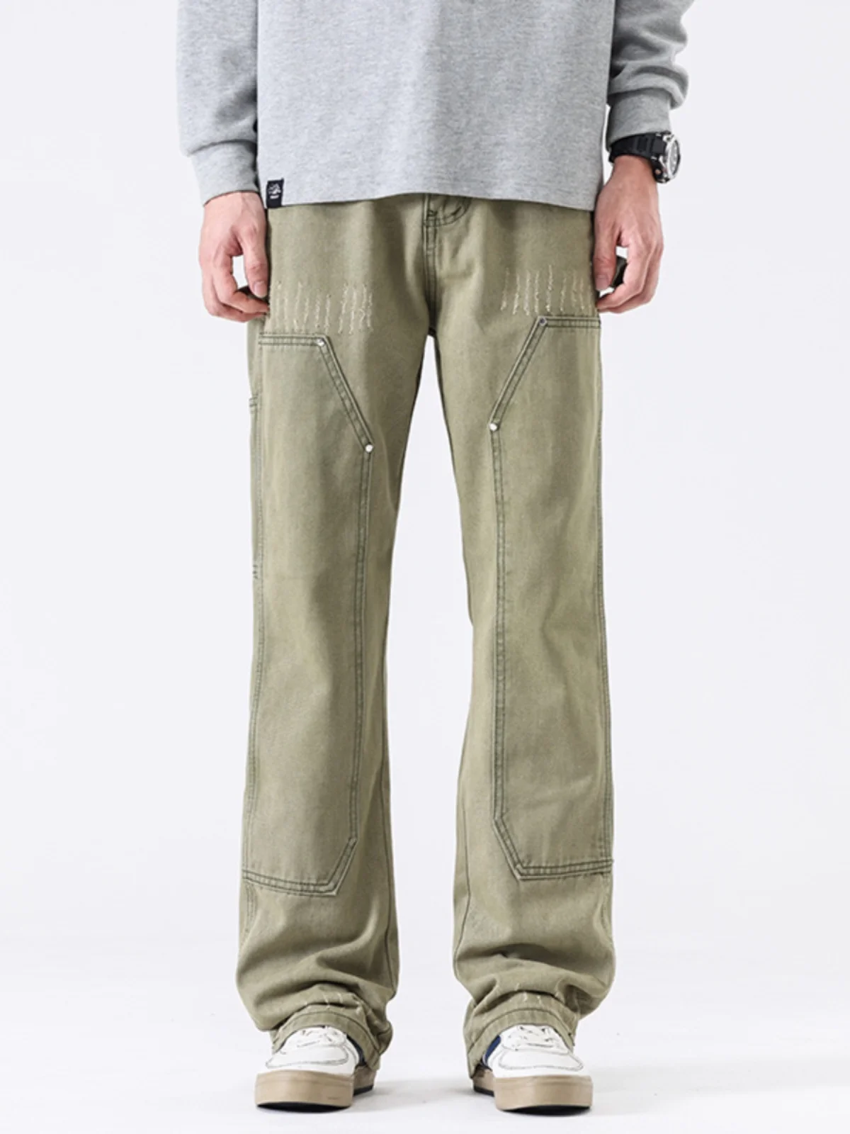

American Sle Cleanfit Military een Workwear Jeans Men Loose Straight Slim Vibe Design Logging Pants Long Trousers