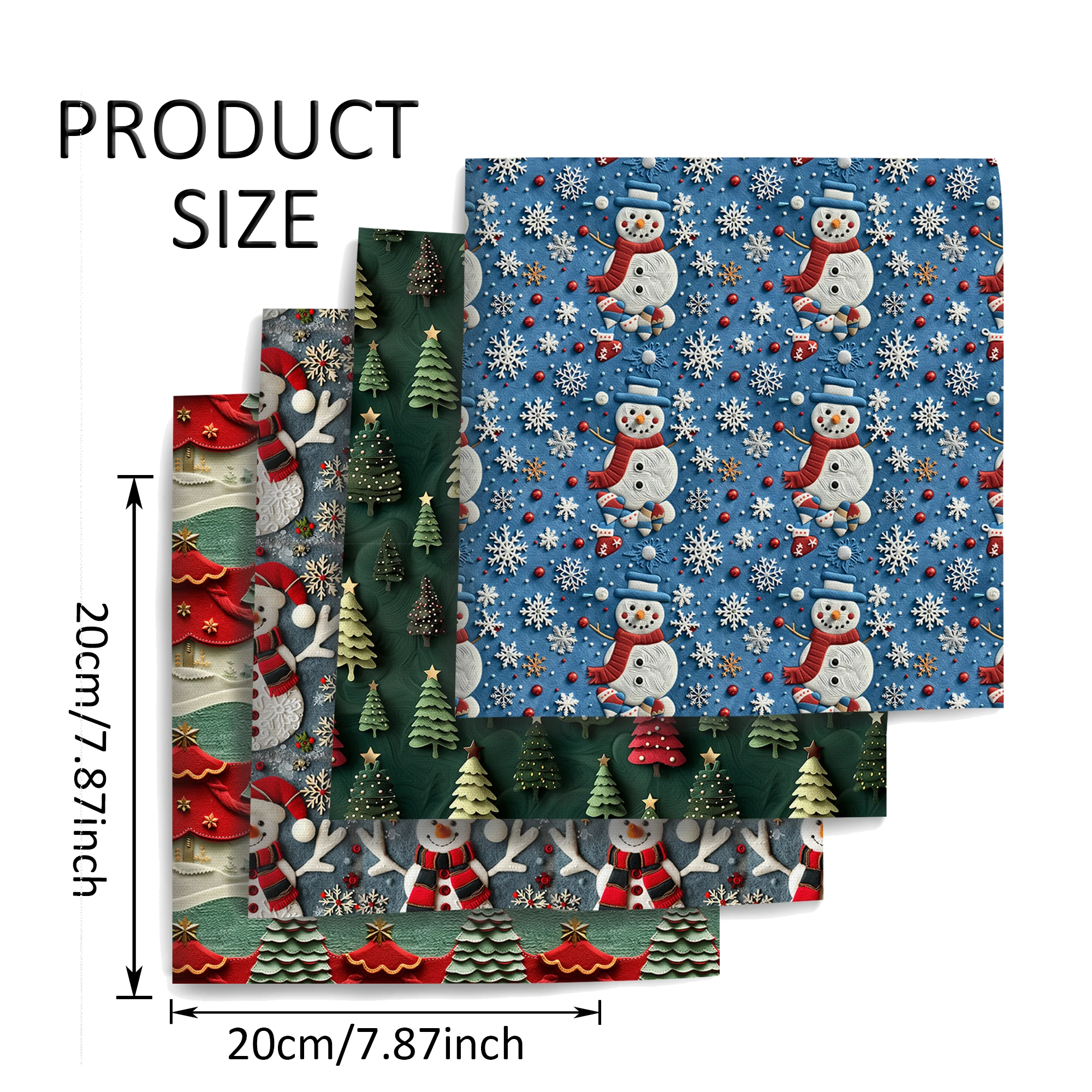 Pre-cut 4pcs Set 19.68X17.72in 7.87x7.87in Christmas Polyester Fabric Set Quilted Patchwork Suitable