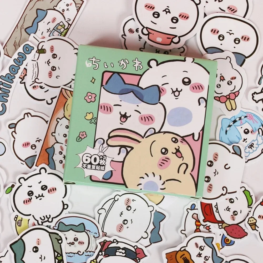 60/100 ピース/箱アニメちいかわ漫画ステッカーかわいいハチワレうさぎ DIY ハンドアカウント電話ラップトップスケート装飾デカールギフト