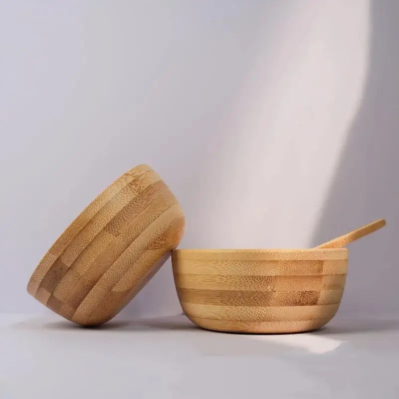 【HB】Mini Size Bamboo DIY Face Mask Mixing Bowl With Spoon Aromatherapy Bowl Set Massage Oil Face Care Makeup Tool Kits