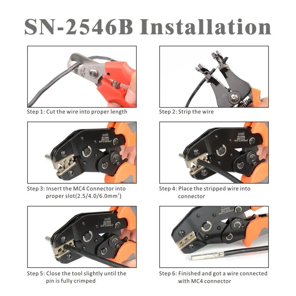 IWISS SN-2546B EDM Ratchet Crimping Pliers for solar Connectors 2.5/4/6mm ² Wire Cimper Tool Mini Hand Tool