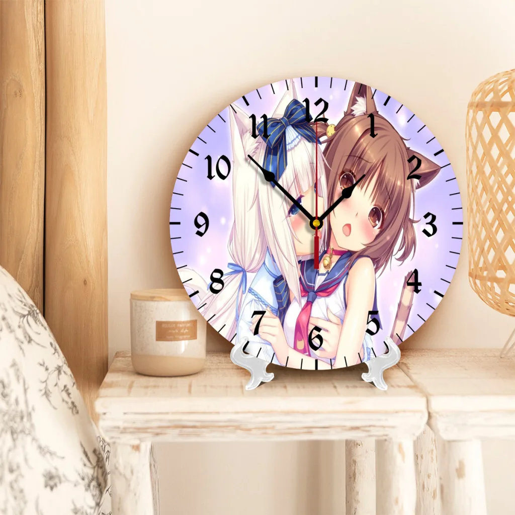 Anime Nekoparas Kawaii Cute Wall Clock Modern 3D for Home Office Hotel Restaurant School Decoration