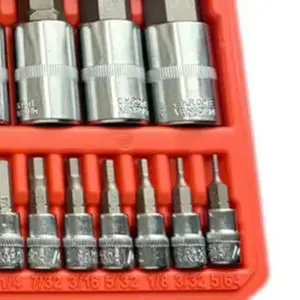 32Pcs Hex Socket Set 1/4 3/8 1/2 Drive Metal Wrench Adapter Kit For Torque Spanner Repair For Tool With Storage Box