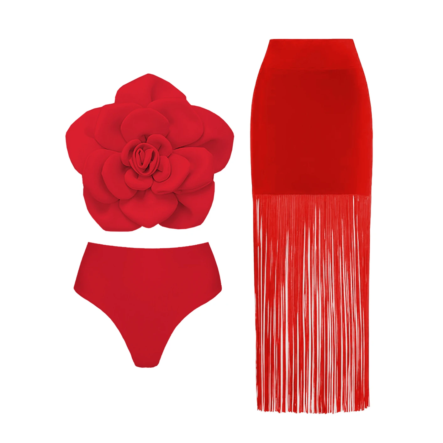 Flower Bikini Luxury Designer Swimsuit Women Sexy Swimwear High Waist Solid Red Swimsuits Desire Bodysuit Bathingsuit Beachwear