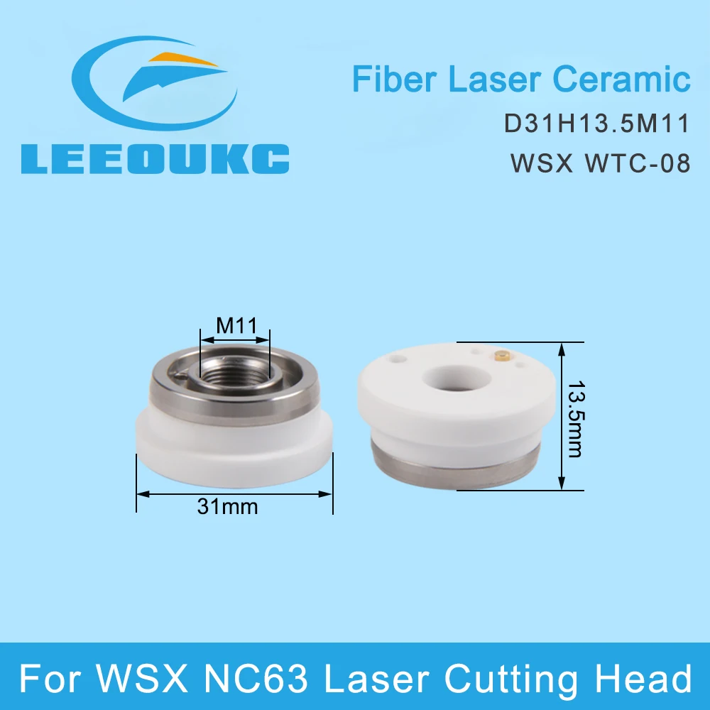 LEEOUKC WSX Laser Ceramic WTC- 08 D31 H13.5 M11 Laser Head Nozzle Holder Sensor Part for WSX NC63 FIber Cutting Head