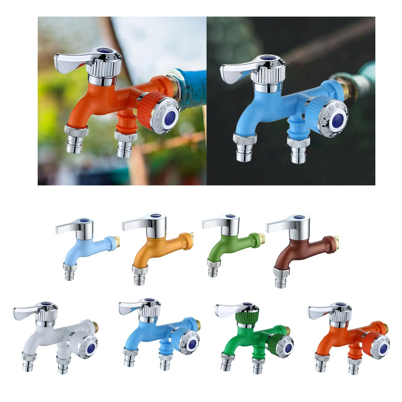 Water Faucet for Washing Machine Universal Double Outlet for Pool Garden