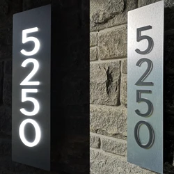 Metal brushed panel material LED home house number luminous sign outdoor decoration luminous lighting street address plate