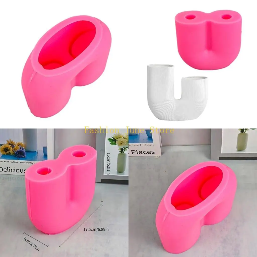 

N5KA U-shaped Flower Pot Vase Mold Flexible Silicone Molds Holder Resin Mould