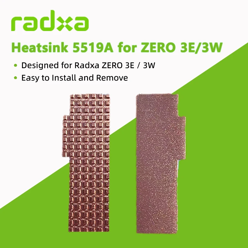 Radxa ZERO 3W / 3E Heatsink 5519A, Easy to Install and Remove