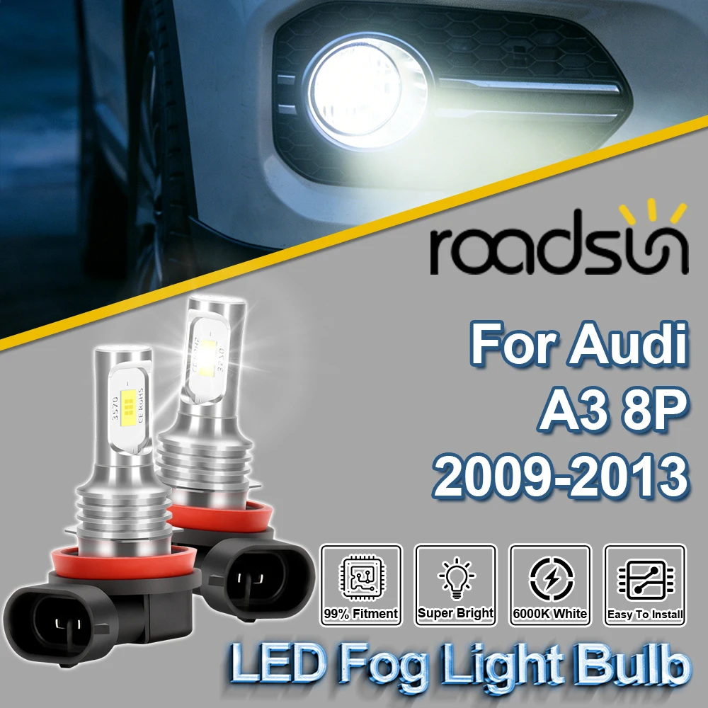 2 Stück 150W H11 H8 H9 LED-Nebelscheinwerfer 20000LM LED-Nebellampen 12V 6000K Weiß Plug-and-Play für Audi A3 8P 2009 2010 2011 2012 2013