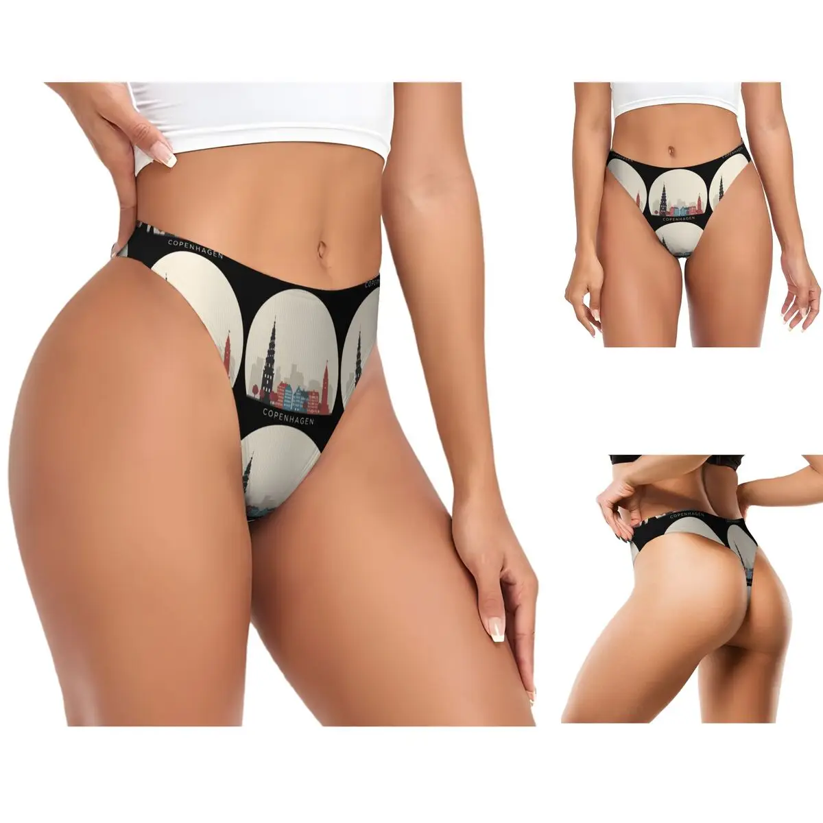 Custom Copenhagen Travel Icon G-string Panties Breathable Women Stretch Thongs Comfort Underwear