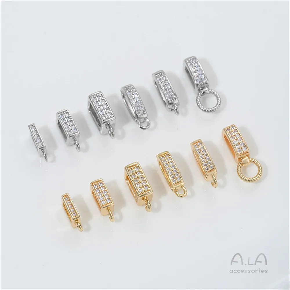 

K421 14K Gold-plated Zirconium-inlaid Pendant, Universal Buckle, Necklace, Pearl Crystal, Open Clasp, Diy Jewelry Accessories