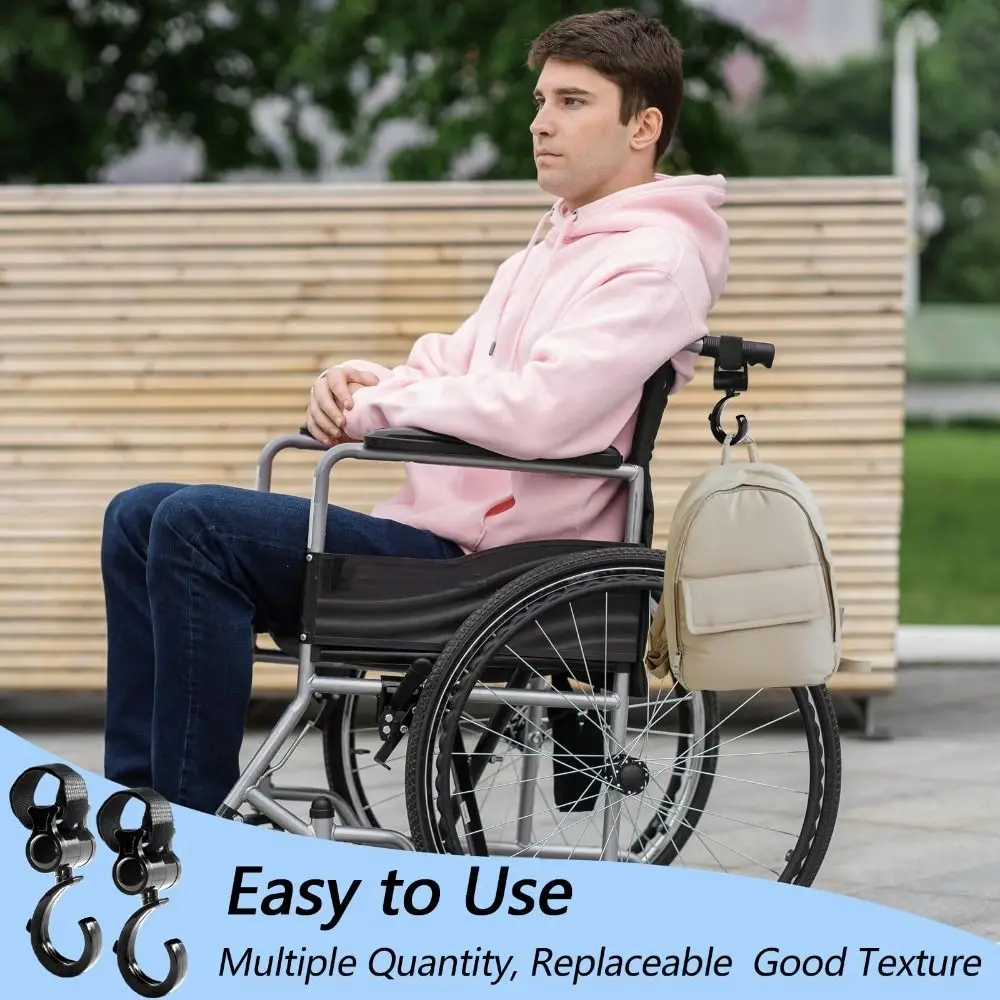 Gancho grande para cochecito, gancho y bucle, colgador giratorio 360 para cochecito, gancho de grado, accesorios multiusos para cochecito de bebé