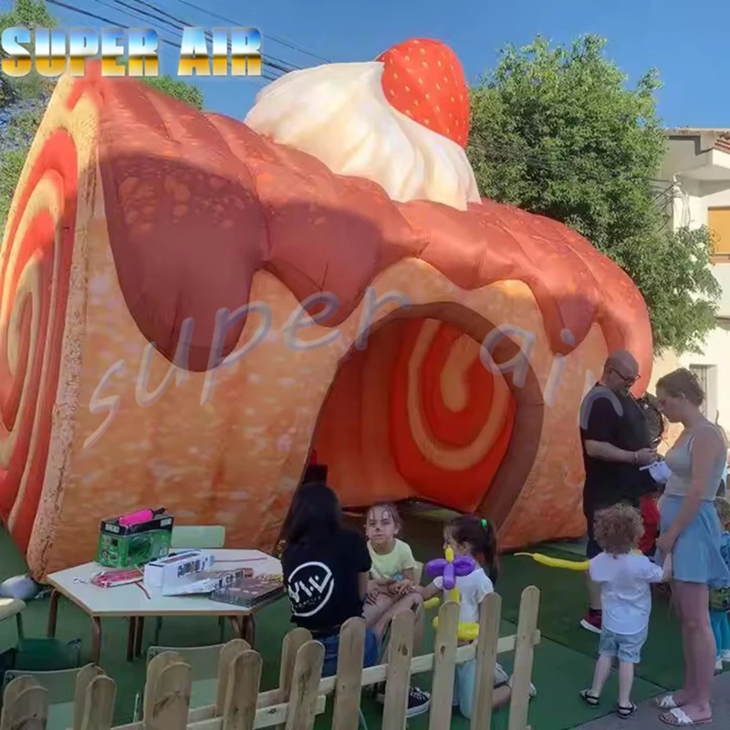 Gran oferta, tienda de pan inflable personalizada con molde para pastel en rollo suizo para eventos de fiesta