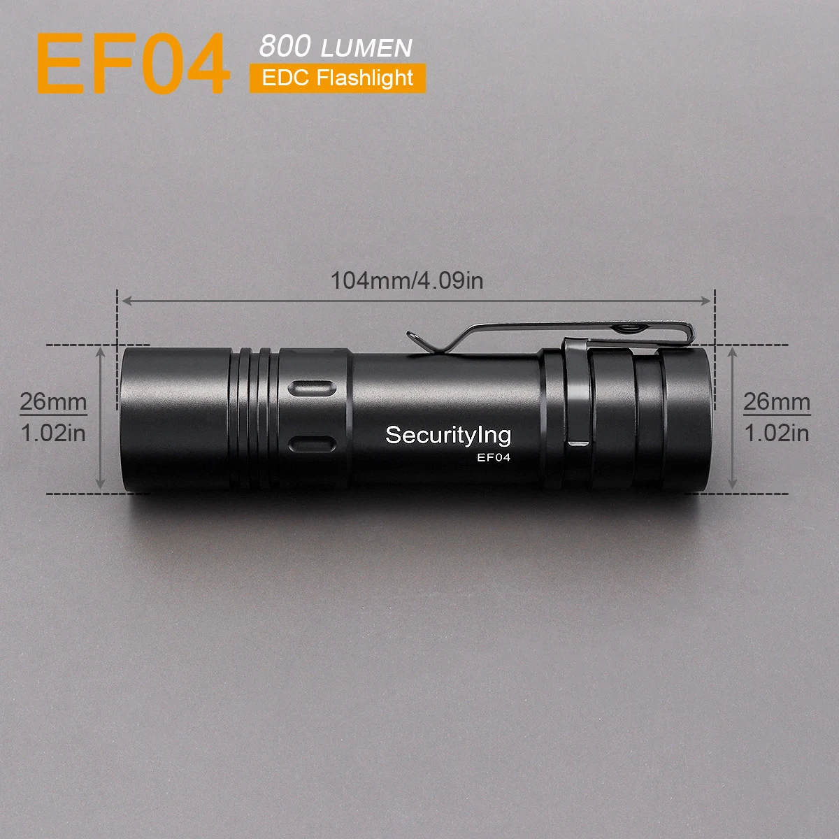 SecurityIng EF09 IP65 Rechargeable EDC Flashlight LED Torch Outdoor Light for Camping / Night Walk with Power Indicator