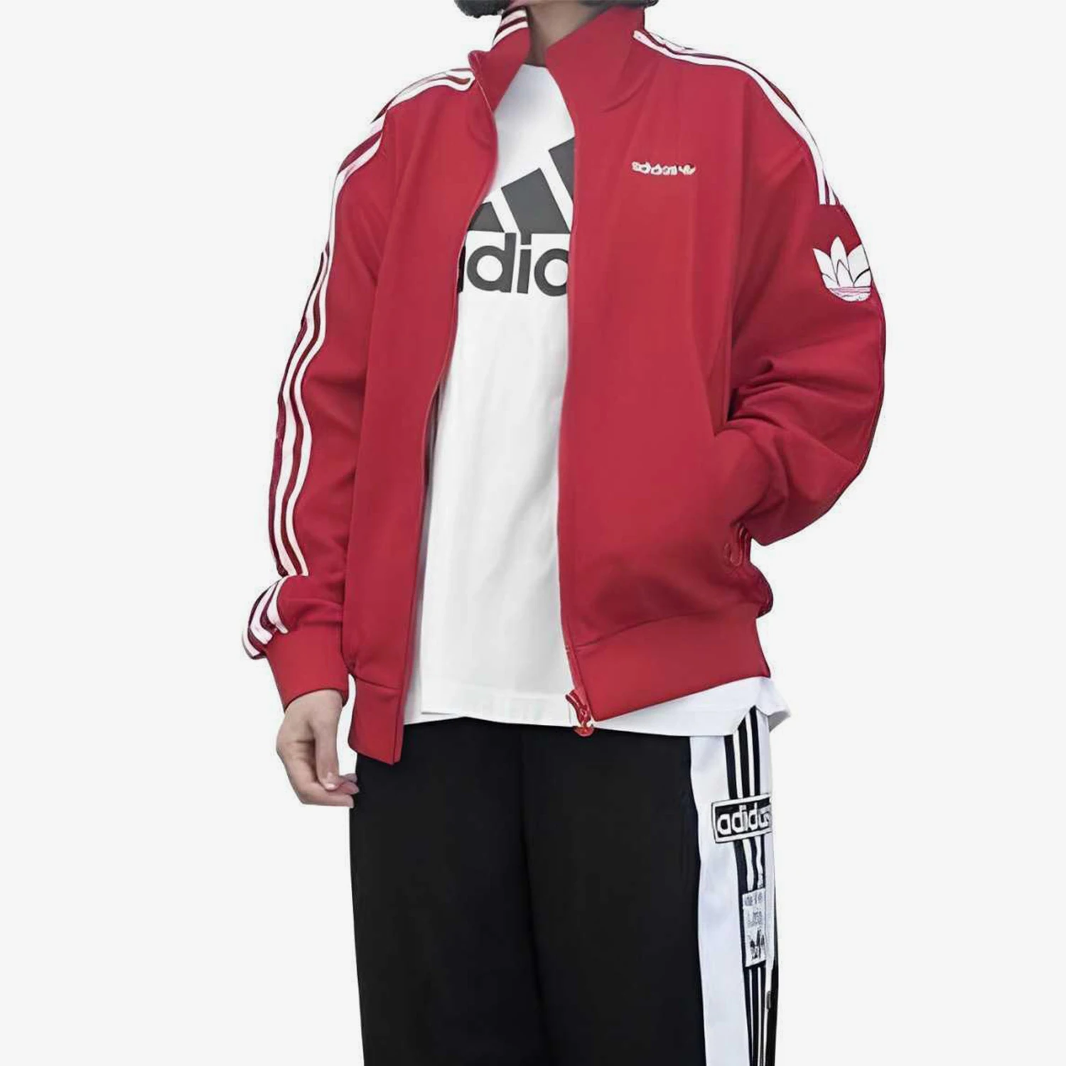 Adidas genuine clover men's soft and breathable stand up collar long sleeved jacket JL8393