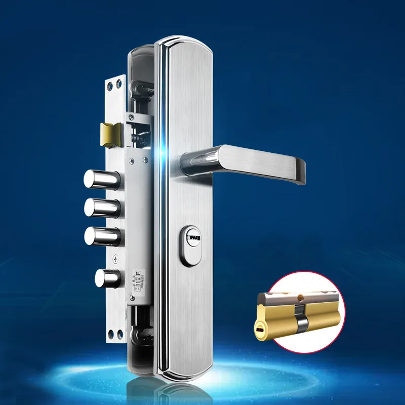 

Противоугонный дверной замок из нержавеющей стали для спальни, бытовые бесшумные защитные дверные замки, замок для уличных ворот, универсальный тип с ключом